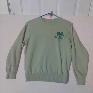 IN TUNE Sage Green Nature Graphic COTTON Sweatshirt Cottagecore Embroidery, SM